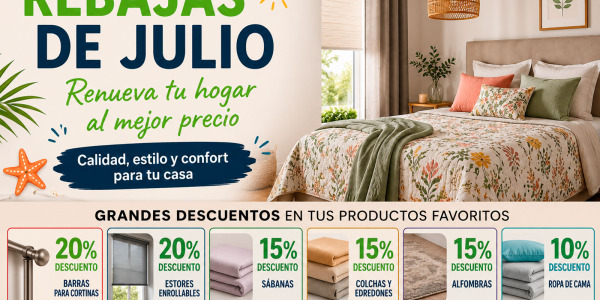 ¡Llegan las Rebajas de Julio a Maxidecor! Descuentos en decoración, descanso y ropa de hogar